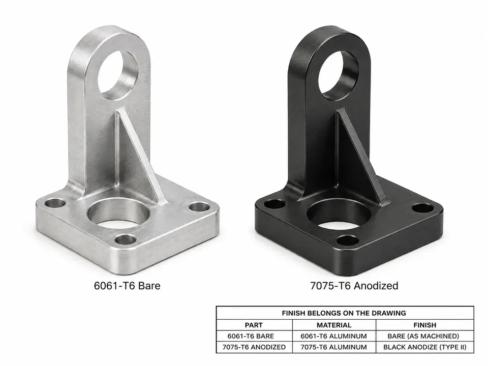 Comparison fixture holding labeled 6061 and 7075 aluminum samples