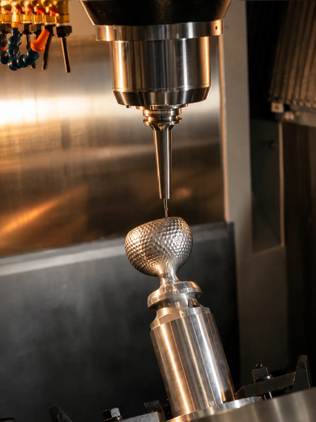 Medical CNC machined component under inspection